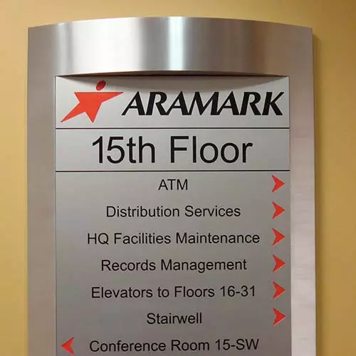 Interior Aramark sign on 15th floor